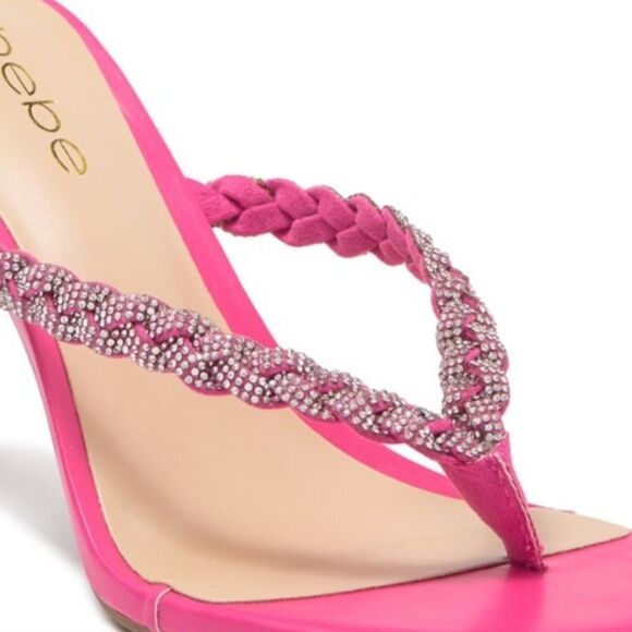 BRAND NEW BEBE AISLINN WOMEN'S RHINESTONE SLIP ON HEELS SANDAL - Picture 11 of 16